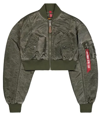 Productafbeelding van Alpha Industries Damen MA-1 Vintage Cropped lichtgewicht bomberjas, donkerolijf, maat M