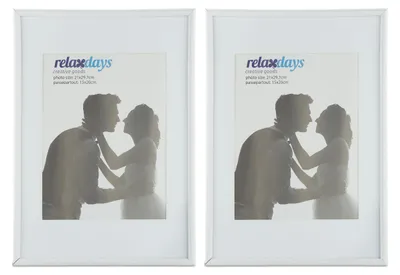 Obrázek produktu pro Sada 2 rámečků na fotografie Relaxdays, 20 x 30 cm, pasparta 15 x 20 cm, skleněná výplň, rámečky na postavení i zavěšení, bílé