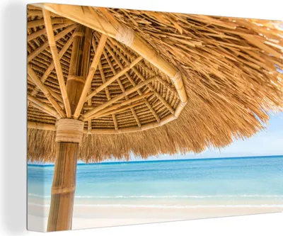 Zdjęcie produktu dla OneMillionCanvasses® - Obraz na płótnie - Obraz na płótnie - Parasol - Plaża - Morze - Tropikalny - 150x100cm - Fotografia na płótnie