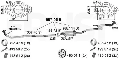 Produktbild von ERNST 687058 Mittelschalldämpfer Schalldämpfer für TOYOTA Yaris Schrägheck (P9)