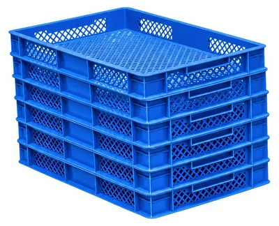 Produktbild von 6 Stück Bäckerkisten / Brotkisten 600 x 400 x 70 mm versch. Farben : blau Farbe: blau