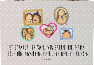 Produktbild von Mr. & Mrs. Panda Kiste Stiefvater Liebe 22 x 15 cm - Grau Pastell - Geschenk, Box, Familiengeschichte, Freude, Zusammenwachsen, Stiefkinder, Liebvoll, Schatulle, fotobox