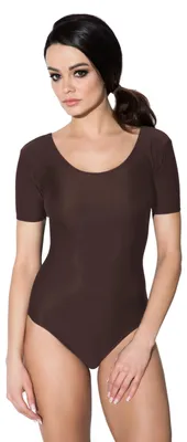 Produktbild von Aquarti Damen Ballett Trikot Kurzarm Gymnastik Tanz-Body, Farbe: Braun, Größe: 40