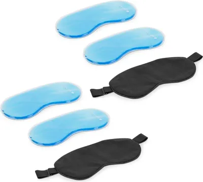 Produktbild von Schlafmaske mit Gelpads - Kühlendes und Wärmendes Augenmaske - Set von 2 Masken und 4 Kompressen - Schwarz