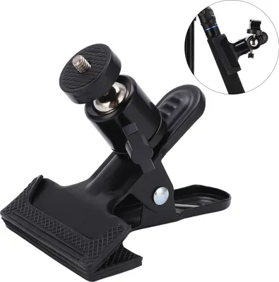 Immagine prodotto di Morsetto clip per fotocamera ruotabile a 360°, supporto riflettore flash con base slitta flash per accessori