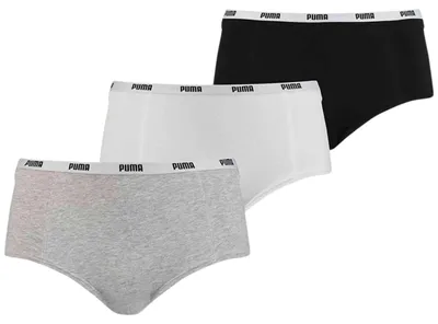 Produktbild von Puma ladies höschen 3-pack mini kurzes weiß/grau/schwarz, l.