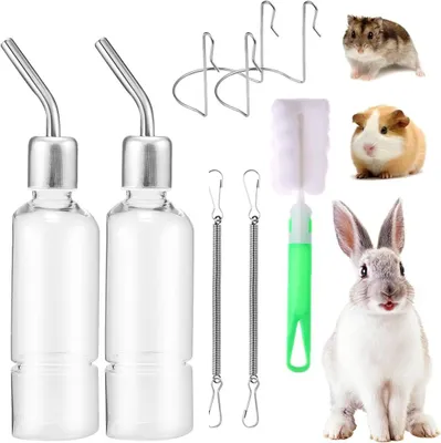 Image de Gourde pour lapins, distributeur automatique d'eau, 2 x 180 ml, pour petits rongeurs