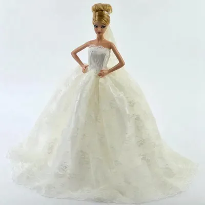 Produktbild von Weiße wunderschöne Brautkleid mit Schleierpuppe