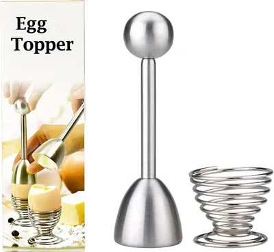 Productafbeelding van Eieropener met eierhouder, eierdooier-snijder, 14 cm, van roestvrij staal, voor de keuken
