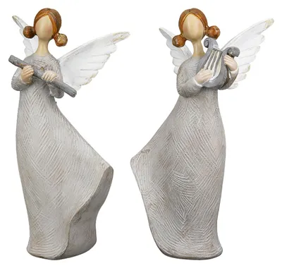Obrázek produktu pro Figurka, anděl, "Nancy", materiál: polyresin, barva: šedá, rozměry: délka 6 cm, šířka 10 cm, výška 17 cm, kód: 55105, EAN: 4063387551059, balení: 2 kusy (2 různé varianty)
