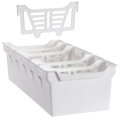 Image de Organisateur à épices pour tiroirs - Boîte à épices en plastique - 5 séparateurs amovibles - Pour tiroirs et armoires de cuisine - Blanc