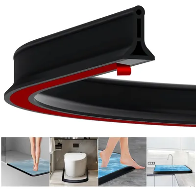 Obrázek produktu pro Sprchová zábrana - 2 m - Pryž - Samolepicí - 4 cm vysoká