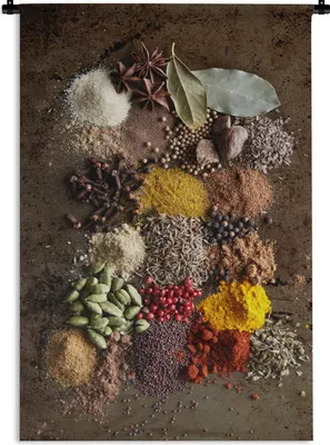 Produktbild von MuchoWow® Wandteppich Wandbehang Kräuter - Gewürze - Pflanzen 90x135 cm Tapisserie Dekoration Wandtuch - Baumwolle - Wandskulptur