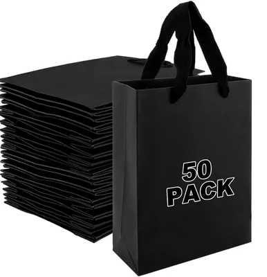 Obrázok produktu pre Omgoods - Darčekové vrecká 50 kusov - Papierové vrecká s rúčkou - Opakovateľne použiteľné vrecká - 15 x 6 x 20 cm - Vhodné na svadbu/Vianoce - Vhodné na darčeky - Darčekové tašky
