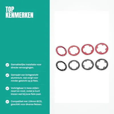 Imagen del producto de Plato para bicicleta BMX/MTB, con 32/34/36/38 dientes, fabricado en aluminio ligero, de bajo peso, fácil de montar
