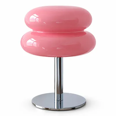 Produktbild von Glas Tischlampe im Retro-Design – LED Nachttischlampe dimmbar, 3 Lichtfarben, USB, Fuß in Chromoptik – Rosa