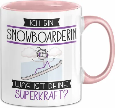 Produktbild von Snowboarderin Geschenk Tasse Ich Bin Snowboarderin Was Ist Deine Superkraft Geschenkidee Lustig Geburtstag Weihnachten (Rosa)