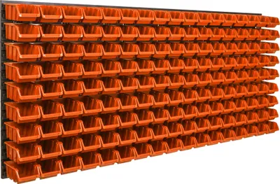 Produktbild von 153 stck. Box Lagersystem Wandregal 174 x 78cm Stapelboxen Schüttenregal Sichtlagerkästen Extra Starke Wandplatten Regal Erweiterbar Werkstattregal Lagerregal Werkstattwandregal Steckregal