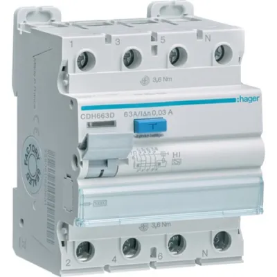 Image de Hager FI-SCH. 4P 10KA 63A 30MA HI (CDH663D)