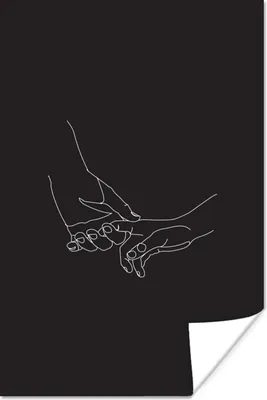 Produktbild von MuchoWow® Poster Beziehung - Hand - Strichzeichnung 120x180 cm - Kunstposter