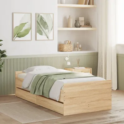 Produktbild von Bettgestell mit Schubladen Sonoma-Eiche 100x200 cm 3207366