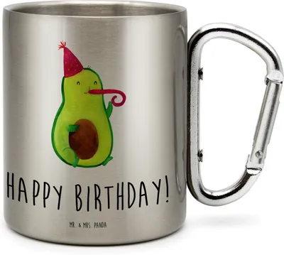 Produktbild von Mr. & Mrs. Panda Thermobecher Edelstahl Avocado Geburtstag - Transparent - Geschenk, Trinkbecher, thermotasse, Alles Gute, Frucht, Happy Birthday, Teebecher, Party