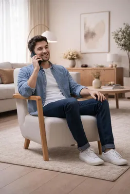 Produktbild von Edler Beiger Textilsessel Wohnzimmer Polstersessel Moderner Einsitzer