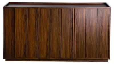 Immagine prodotto di Calicosy - Madia a 3 ante effetto noce con bordo rialzato sul piano L140 cm - ABEL