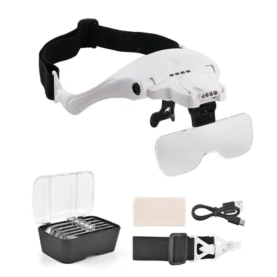 Produktbild von Lupenbrille mit Licht,Lupe USB Ladung Vergrößerungsbrille mit 4 LED Licht und Touch-Schalter,3 Modi Einstellbarer für Brillenträger