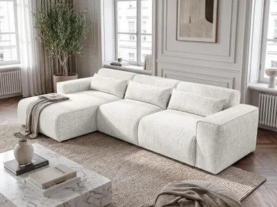 Produktbild von AX LIVING Wohnlandschaft mit Schlaffunktion Ruyam Perlweiß Sofa L