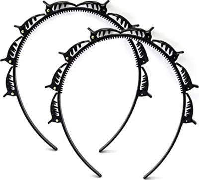 Produktbild von Frisurenhilfe Haarreif mit Klammern,Double Bangs Hairstyle Hairpin,Stirnband Haarhalter Haarschmuck Haarband,Haarreif mit Klammern