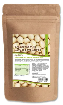Produktbild von Mynatura gefriergetrocknete Erdbeeren in weißer Schokolade - ab 1000g - 1 Beutel (1000g)