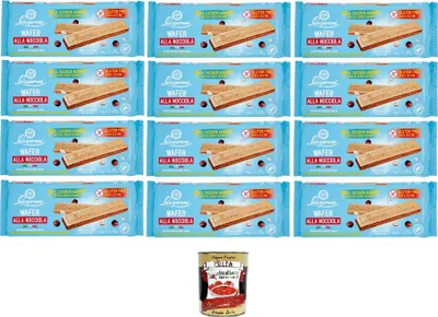 Produktbild von Lazzaroni Wafer alla Nocciola Senza Glutine Glutenfreie Haselnusswaffeln 12x 175gr + Italian gourmet polpa 400g