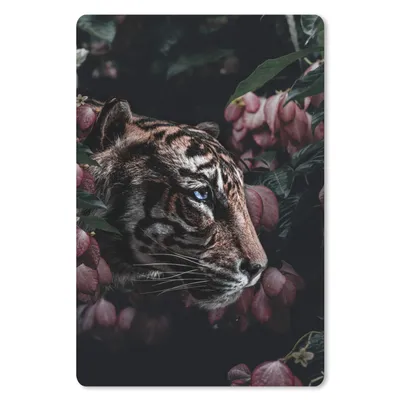 Produktbild von MuchoWow® Mauspad Mousepad Tiger - Rosa - Blumen 40x60 cm - Mousepads - Maus Mat - Pad - Mausunterlage - Schreibtisch Accesoire