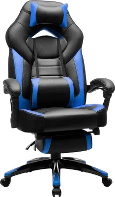 Obrázok produktu pre Herná stolička – Ergonomický dizajn – S opierkou na nohy a vankúšom – V štýle pretekárskeho sedadla