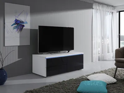 Immagine prodotto di Tavolino per TV con illuminazione a LED FERNS 11 - bianco / nero lucido, destro