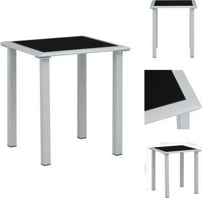 Produktbild von vidaXL Gartentisch Schwarz und Silbern 41x41x45 cm Stahl und Glas -  Gartentische