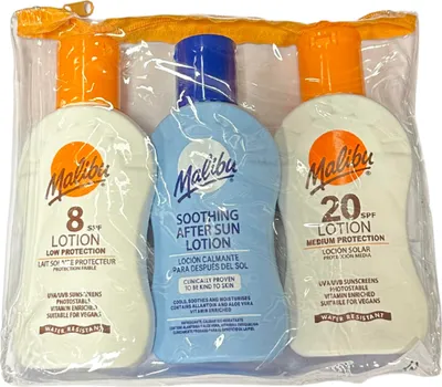 Produktbild von Malibu Reisepaket Sonnenschutzlotionen LSF 8 LSF 20 + After Sun Lotion
