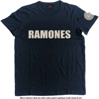 Obrázek produktu pro Ramones Logo & Presidential Seal Navy Blue L Tričko