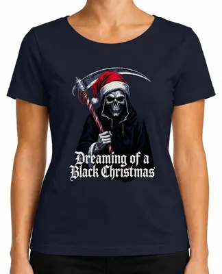 Obrázek produktu pro Sensenmann Totenkopf Gothic Santa dámské tričko, Navy, S