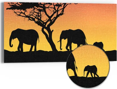Produktbild von DEQORI Hybrid Leinwand Bild 60x30 cm 'Afrikanischer Abend' Wandbild Glas flach modern