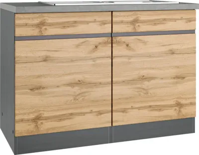 Produktbild von Held Möbel Spülenschrank inkl Spüle PISA BxTxH 120 x 60 x 86 cm wildeiche matt zerlegt Anschlag reversibel 665.6310