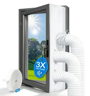 Fensterabdichtung für Klimaanlage, 400 cm, 3-Schlauch, ohne Bohren