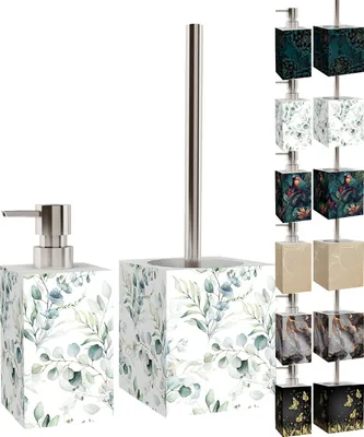 Produktbild von 2-teiliges Badezimmer Set Seifenspender und WC-Bürste - Eukalyptus