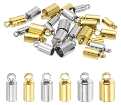 Edelstahl-Eindkappen 2/3/4 mm, 30 Stück, Gold/Silber