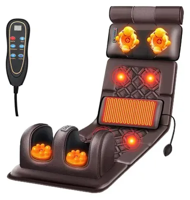 Produktbild von Elektrische Ganzkörper-Massagematte - Massageauflage mit Heizung - Vibrationsmassage - Luftkissen-Rückenmassage - Handfernbedienung - Set B