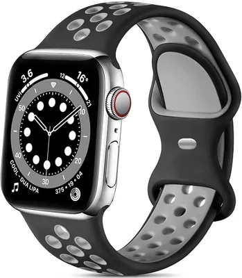 Produktbild von Strap-it Apple Watch 8 Armband Sport (Schwarz/Grau)