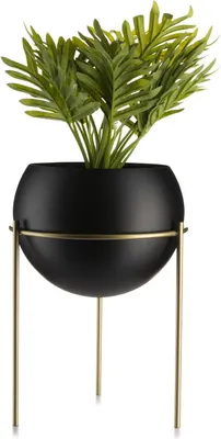 Produktbild von Blumenständer Metall mit Abdeckung, Loft, Gold Schwarz, Oval, 25 cm
