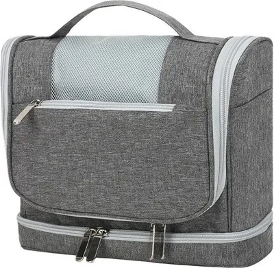 Produktbild von Kulturbeutel Groß Waschtasche,Camping Kosmetiktasche zum Aufhängen für Damen Herren, Grau