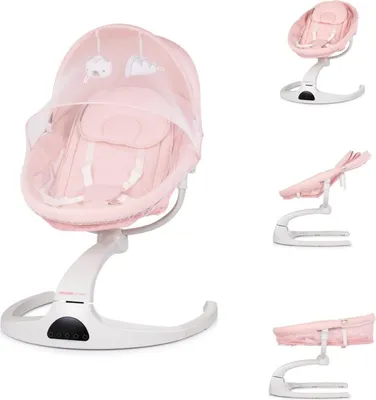 Produktbild von Chipolino Babywippe E-Sway Fernbedienung Musik Bluetooth Plüschtiere Timer Gurt rosa